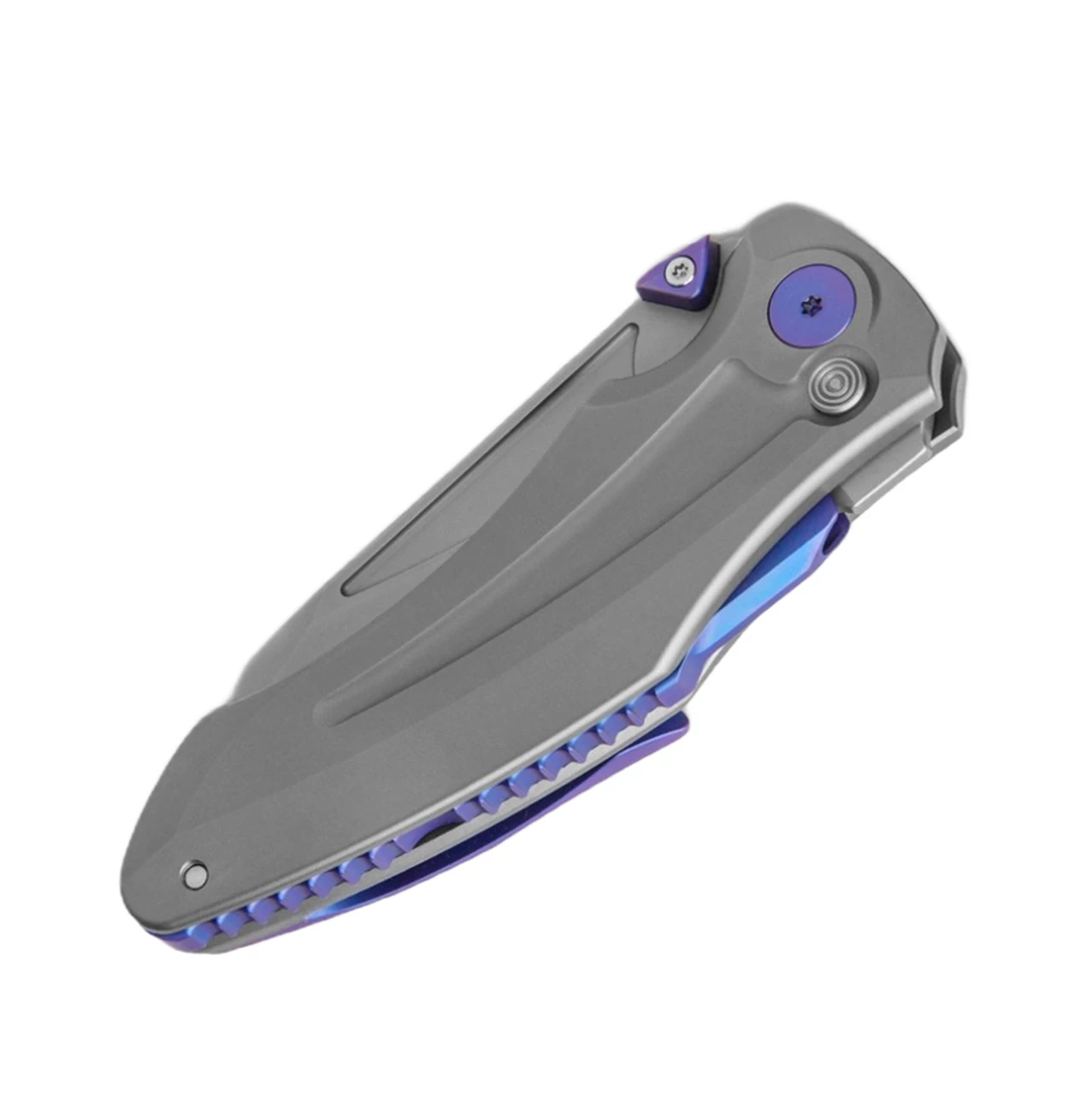 Budget ⌛ Jake Hoback Knives Jake Hoback Sumo Button Lock - Gray/Purple Ti (3.25" Satin CPM-20CV) 🔥 3 Budget ⌛ Jake Hoback Knives Jake Hoback Sumo Button Lock - Gray/Purple Ti (3.25" Satin CPM-20CV) 🔥 - Image 3