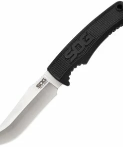 Best Sale 🤩 SOG Field Knife FK1001-CP, 4" 7Cr17MoV Stainless Plain Blade, Black TPR Handle 🌟