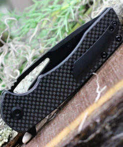 Cheap 🧨 Kansept Knives KT1001A3 Kryo, 3.58" Black D2 Plain Blade, Black Carbon Fiber Handle 👏 -Automatic Knives shop T1001A3.2 03058.1617652353