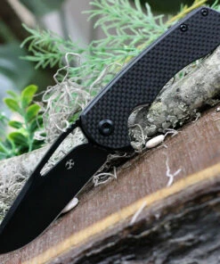 Cheap 🧨 Kansept Knives KT1001A3 Kryo, 3.58" Black D2 Plain Blade, Black Carbon Fiber Handle 👏