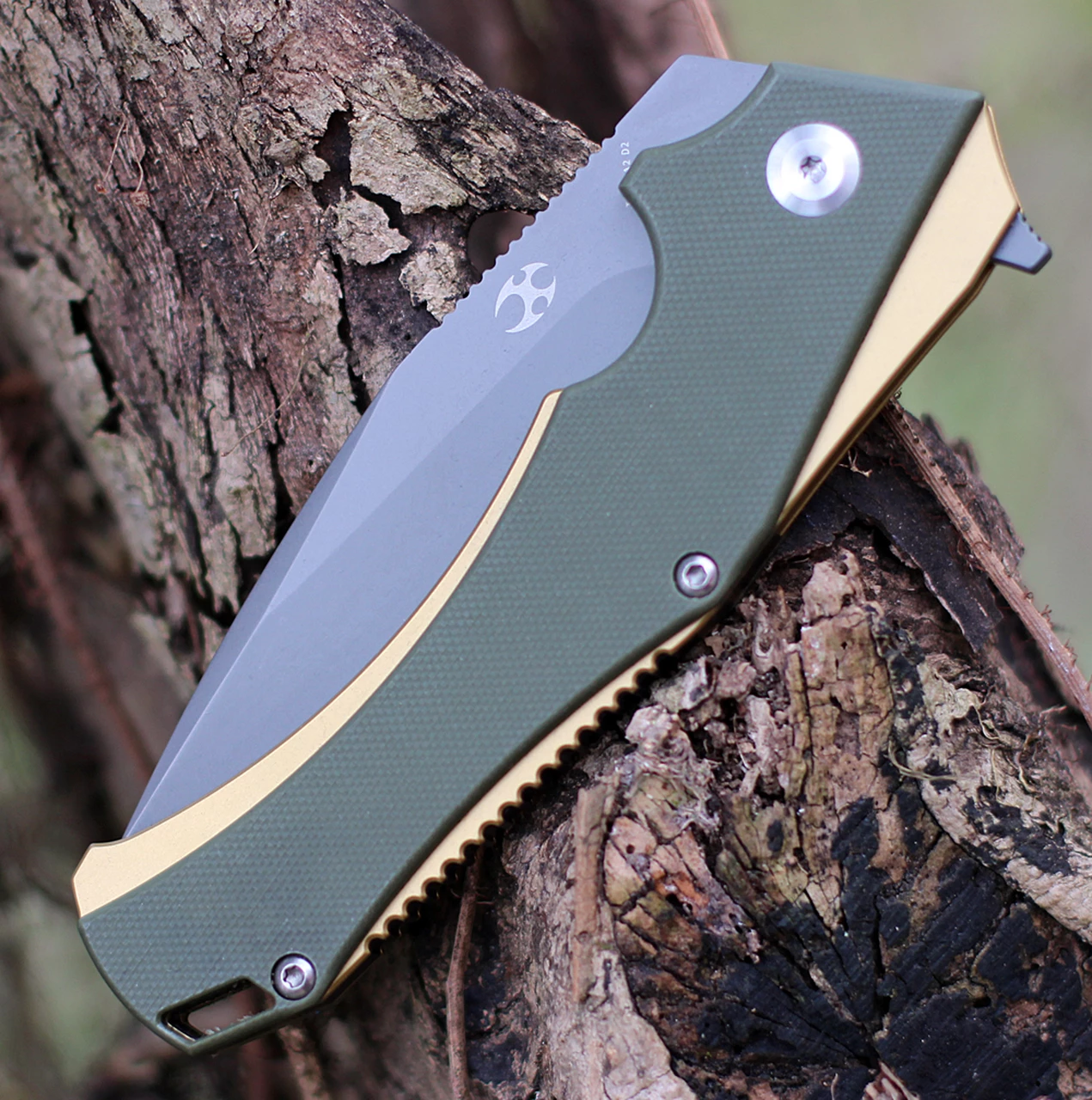 Discount ⭐ Kansept Knives KT1008A2 Hellx, 3.60" D2 Stonewashed Blade, OD Green G10/Bronze Anodized SS Handle 😍 3 Discount ⭐ Kansept Knives KT1008A2 Hellx, 3.60" D2 Stonewashed Blade, OD Green G10/Bronze Anodized SS Handle 😍 - Image 3