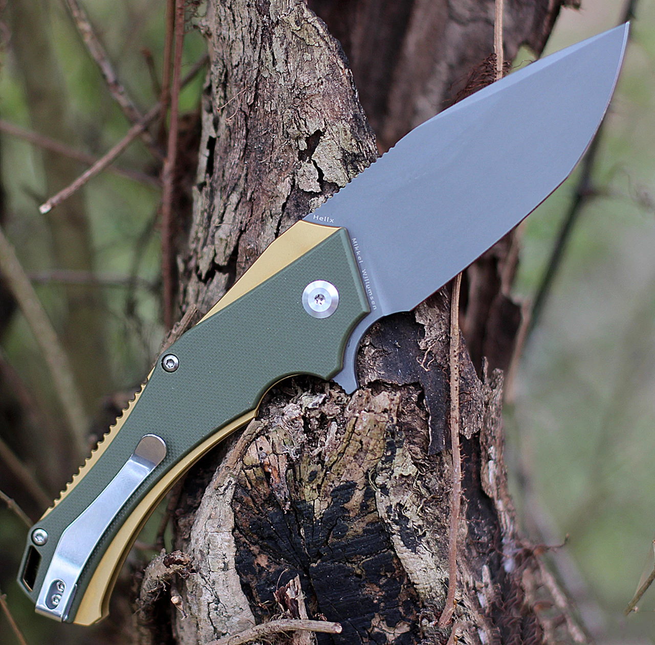 Discount ⭐ Kansept Knives KT1008A2 Hellx, 3.60" D2 Stonewashed Blade, OD Green G10/Bronze Anodized SS Handle 😍 2 Discount ⭐ Kansept Knives KT1008A2 Hellx, 3.60" D2 Stonewashed Blade, OD Green G10/Bronze Anodized SS Handle 😍 - Image 2