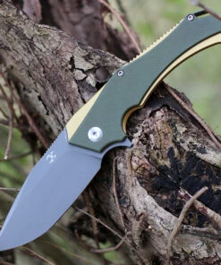Discount ⭐ Kansept Knives KT1008A2 Hellx, 3.60" D2 Stonewashed Blade, OD Green G10/Bronze Anodized SS Handle 😍