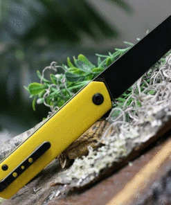 New 🌟 Kansept Knives Kansept Foosa Folding Knife T2020T6, 3.06" 154CM Black Plain Blade, Yellow G-10 Handle 🎁 -Automatic Knives shop T2020T6 17673.1621436396