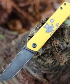 Wholesale 🔥 Kansept Knives Kansept Foosa Slip Joint - Yellow G10 / Bat Print (3" 154CM Blk SW) T2020T8 ⌛
