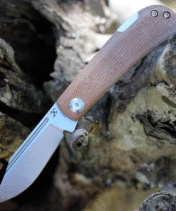 Hot Sale ❤️ Kansept Knives Kansept Wedge Back Lock T2026B3, 2.45" 154CM Stonewashed Plain Blade, Brown Micarta Handle 🛒