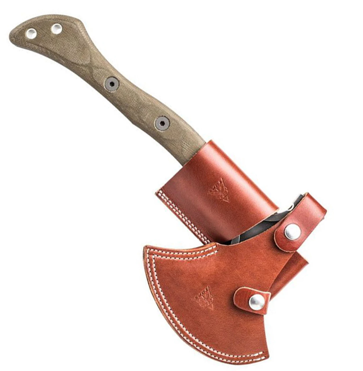 Flash Sale 💯 TOPS Knives Hammer Hawk Axe HAMH-01, 14.5" Overall 1075 Gray Axe / Tomahawk, OD Green Micarta Handle, Brown Leather Sheath 🔥 2 Flash Sale 💯 TOPS Knives Hammer Hawk Axe HAMH-01, 14.5" Overall 1075 Gray Axe / Tomahawk, OD Green Micarta Handle, Brown Leather Sheath 🔥 - Image 2