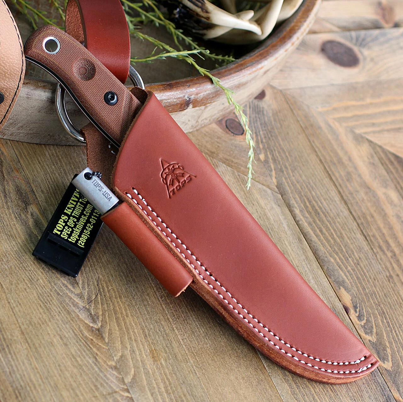 Best Sale 🎉 TOPS Knives TPBAJA-4.5R Baja 4.5 Reserve Edition 4.88" 1095 RC Black Traction Coating, Tan Canvas Micarta Handles, Brown Leather Sheath 🔥 5 Best Sale 🎉 TOPS Knives TPBAJA-4.5R Baja 4.5 Reserve Edition 4.88" 1095 RC Black Traction Coating, Tan Canvas Micarta Handles, Brown Leather Sheath 🔥 - Image 5