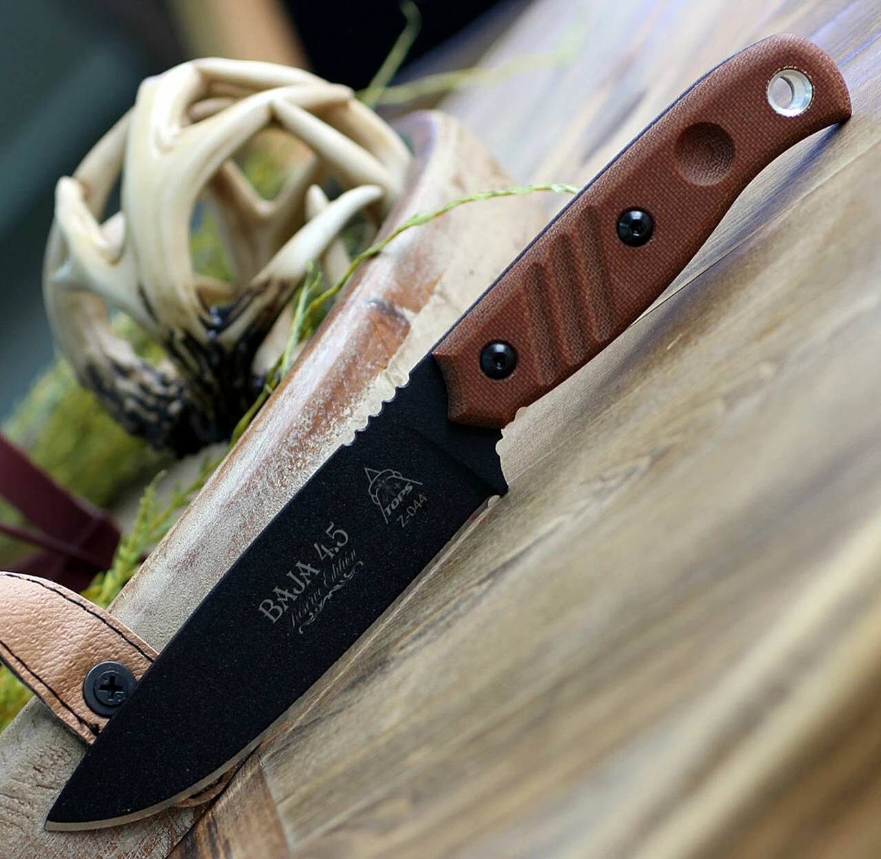 Best Sale 🎉 TOPS Knives TPBAJA-4.5R Baja 4.5 Reserve Edition 4.88" 1095 RC Black Traction Coating, Tan Canvas Micarta Handles, Brown Leather Sheath 🔥 2 Best Sale 🎉 TOPS Knives TPBAJA-4.5R Baja 4.5 Reserve Edition 4.88" 1095 RC Black Traction Coating, Tan Canvas Micarta Handles, Brown Leather Sheath 🔥 - Image 2