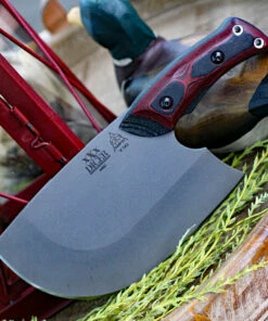 Budget 😀 TOPS XXX Dicer DCRX-01, 7" 440C Tumble Finish Plain Blade, Red/Black G-10 Handle 🤩