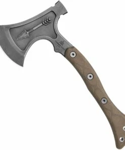 Flash Sale 💯 TOPS Knives Hammer Hawk Axe HAMH-01, 14.5" Overall 1075 Gray Axe / Tomahawk, OD Green Micarta Handle, Brown Leather Sheath 🔥