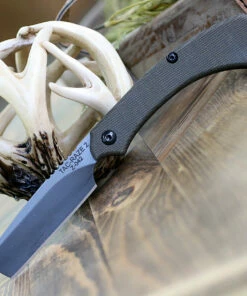 New ⌛ TOPS Tac Raze 2 Folder TPTRAZ02 , 3.13" 1095 RC 56-58 Black River Wash Plain Blade, Green Canvas Micarta Handle ✔️