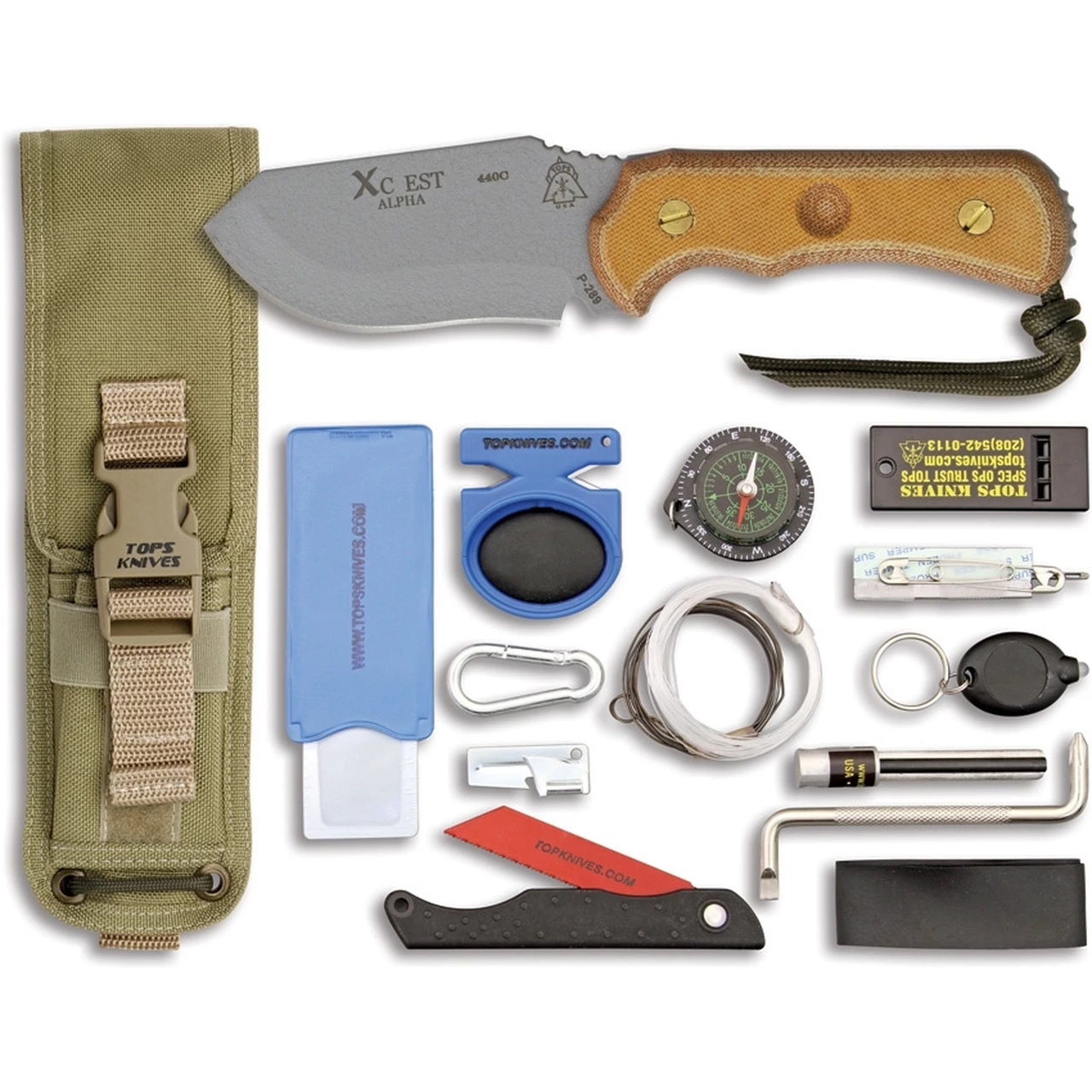 New ❤️ TOPS XcEST Alpha w/Coyote Tan Nylon Sheath and Survival Kit 🎁 2 New ❤️ TOPS XcEST Alpha w/Coyote Tan Nylon Sheath and Survival Kit 🎁 - Image 2