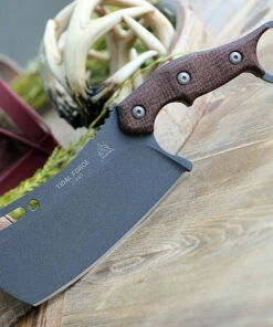 Cheapest ⌛ TOPS Knives TFOR01 Tidal Force Karambit Cleaver 4.87" 1095 RC Tactical Gray Finish, Brown Burlap Micarta Handles, Kydex Sheath 🧨