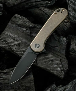 Cheap ❤️ We Knife Co. WE Knife Elementum Frame Lock - Bronze Ti (3" CPM 20CV Blk SW) WE18062X-4 🧨