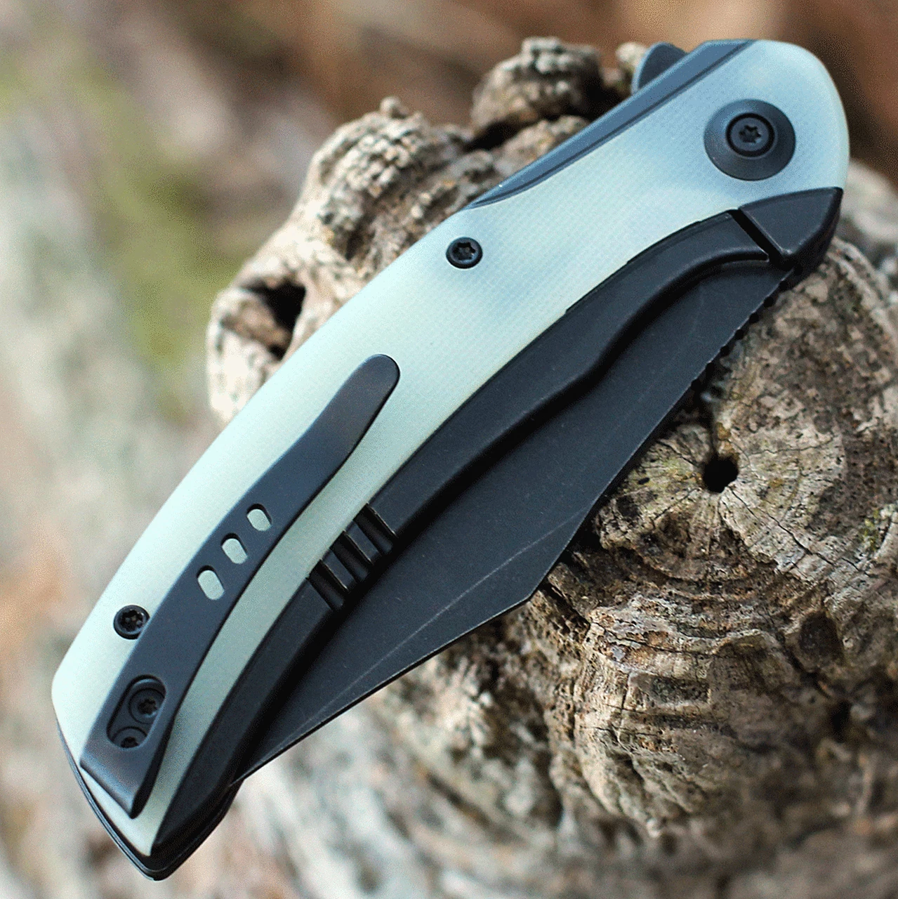 Flash Sale 🌟 We Knife Co. WE Knife Snick - Blk Ti / Natural G10 (3.5" CPM 20CV Blk SW) WE19022F-4 ✨ 4 Flash Sale 🌟 We Knife Co. WE Knife Snick - Blk Ti / Natural G10 (3.5" CPM 20CV Blk SW) WE19022F-4 ✨ - Image 4