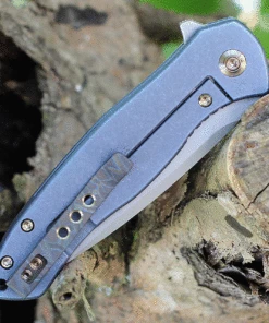 New 🛒 WE Knife Co. Kitefin 2001F, 3.24" CPM-S35VN Polished Bead Blast Spear Point Blade, Blue Titanium Handle w/ Gold Grove 💯 7 New 🛒 WE Knife Co. Kitefin 2001F, 3.24" CPM-S35VN Polished Bead Blast Spear Point Blade, Blue Titanium Handle w/ Gold Grove 💯 -Automatic Knives shop WE2001F.2 82373.1625084065