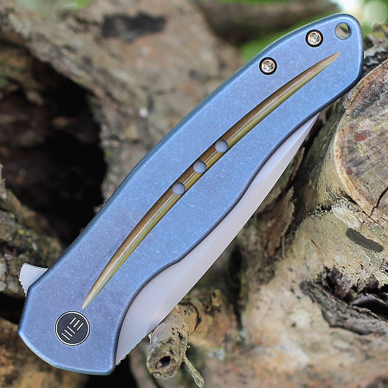 New 🛒 WE Knife Co. Kitefin 2001F, 3.24" CPM-S35VN Polished Bead Blast Spear Point Blade, Blue Titanium Handle w/ Gold Grove 💯 3 New 🛒 WE Knife Co. Kitefin 2001F, 3.24" CPM-S35VN Polished Bead Blast Spear Point Blade, Blue Titanium Handle w/ Gold Grove 💯 - Image 3