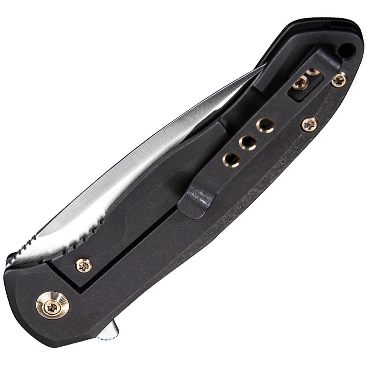 Best Sale 🔔 WE Knife Co. Kitefin 2001G, 3.24" CPM-S35VN Satin Plain Blade, Black Stonewashed Titanium Handles ⭐ 2 Best Sale 🔔 WE Knife Co. Kitefin 2001G, 3.24" CPM-S35VN Satin Plain Blade, Black Stonewashed Titanium Handles ⭐ - Image 2