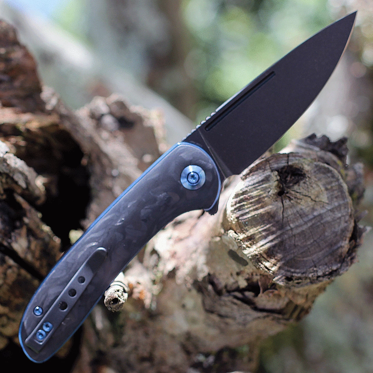 Flash Sale ⌛ WE Knife Co. Saakshi - Marble CF / Blue Ti (3.3" CPM-20CV Black SW) 20020C-2 🔥 2 Flash Sale ⌛ WE Knife Co. Saakshi - Marble CF / Blue Ti (3.3" CPM-20CV Black SW) 20020C-2 🔥 - Image 2