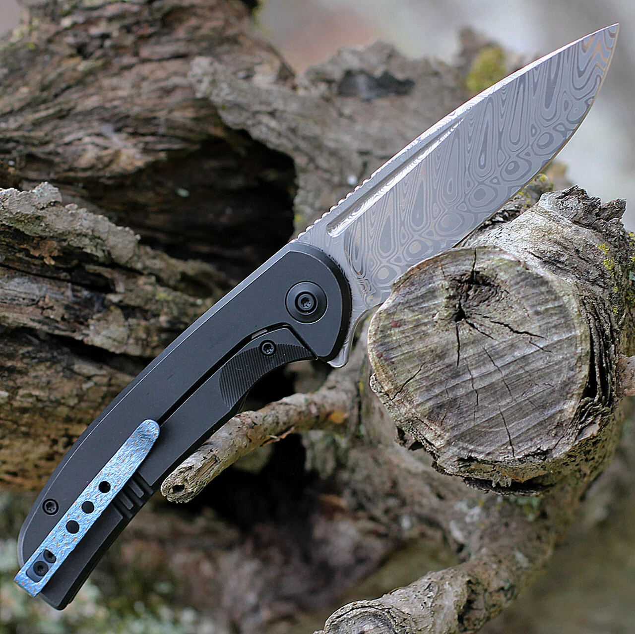 Discount ✨ We Knife Co. WE Knife Beacon - Black Ti (3.5" Hakkapella Damasteel) WE20061B-DS1 🎉 2 Discount ✨ We Knife Co. WE Knife Beacon - Black Ti (3.5" Hakkapella Damasteel) WE20061B-DS1 🎉 - Image 2