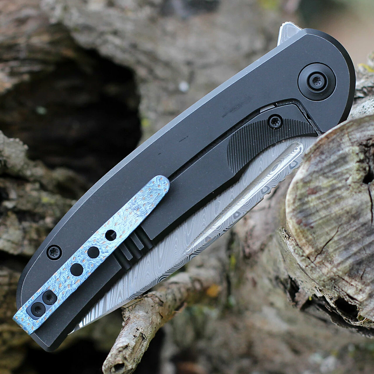 Discount ✨ We Knife Co. WE Knife Beacon - Black Ti (3.5" Hakkapella Damasteel) WE20061B-DS1 🎉 4 Discount ✨ We Knife Co. WE Knife Beacon - Black Ti (3.5" Hakkapella Damasteel) WE20061B-DS1 🎉 - Image 4