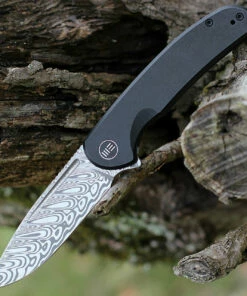 Discount ✨ We Knife Co. WE Knife Beacon - Black Ti (3.5" Hakkapella Damasteel) WE20061B-DS1 🎉