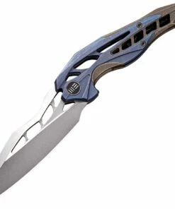 Cheapest 🛒 We Knife Co. 906E Arrakis Framelock, 3.5" Bohler M390 Plain Blade, Blue/Brown Titanium Handle 😀