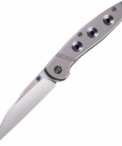 Coupon 🔔 WE Knife Co. Schism 908B, 2.88" CPM-S35VN Stonewashed Plain Blade, Blue and Gray Titanium Handles 😍