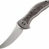 Hot Sale ⭐ WE Knife Co. Synergy 2 Folding Knife 912CF-A, 3.49" M390 Stonewashed Trailing Point Blade, Gray Integral Titanium Handle w/Shred Carbon Fiber Inlays 🔔