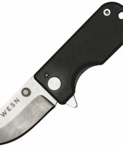 Promo 👏 WESN Goods Microblade Folding Knife, 1.50" AUS-8 Satin Plain Blade, Black Titanium Handle 🛒
