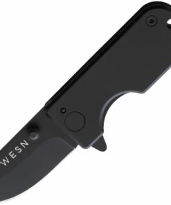 Brand new 🧨 WESN Goods Microblade 2.0 Folding Knife, 1.5" D2 Black Drop Point Plain Blade, Black Titanium Handle 🔥