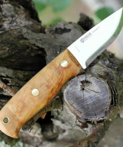 Flash Sale ⭐ Helle 630 Wabakimi, 3.307" Triple Laminated SS Plain Blade, Curle Birch Handle ❤️