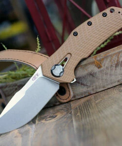 Promo 👍 Zero Tolerance 0308 Framelock Folder, 3.75" CPM-20CV Stonewash Drop Point Plain Blade, Coyote Brown G-10 Handle 🔥