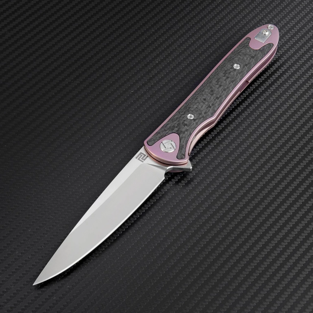 New 👏 Artisan Cutlery Artisan ATZ1707GRE Shark, 3.94" S35VN Plain Blade, Purple Titanium TC4 Handle 🎉 2 New 👏 Artisan Cutlery Artisan ATZ1707GRE Shark, 3.94" S35VN Plain Blade, Purple Titanium TC4 Handle 🎉 - Image 2