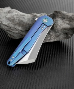 Outlet ⌛ Artisan Cutlery Artisan Osprey ATZ1803GBUM, 3.74" M390 Plain Blade, Blue TC4 Titanium Handle ⌛ -Automatic Knives shop atz1803gbum 2 08260.1566585964