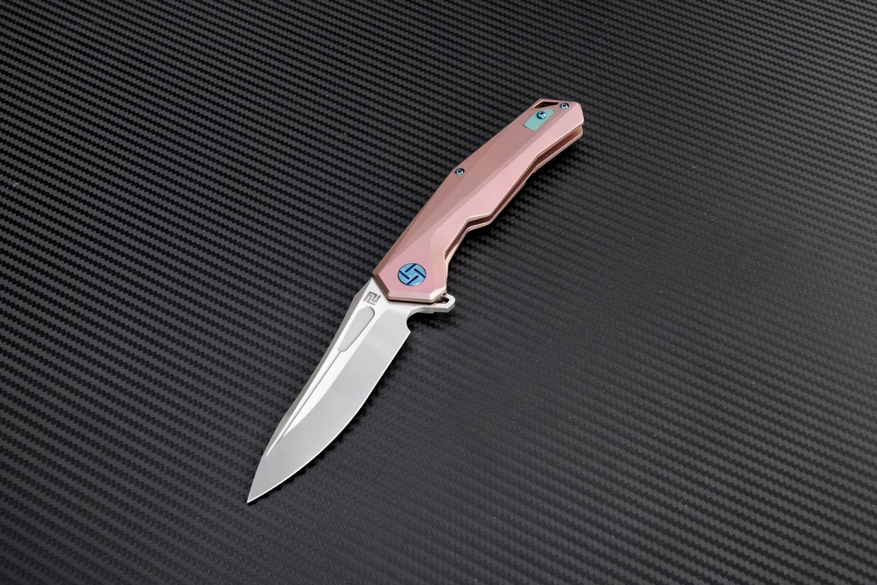 Best Sale 🔔 Artisan Cutlery Artisan Zumwalt ATZ1808GRES, 3.78" S35VN Plain Blade, Rose Titanium Handle 😍 1 Best Sale 🔔 Artisan Cutlery Artisan Zumwalt ATZ1808GRES, 3.78" S35VN Plain Blade, Rose Titanium Handle 😍