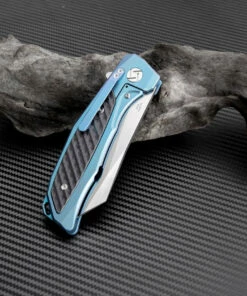 Outlet ✨ Artisan Cutlery Artisan Falcon ATZ1809GBUS, 3.62" S35VN Plain Blade, Blue Carbon Fiber/Titanium Handle 🔔 -Automatic Knives shop atz1809gbu 2 61508.1566586121