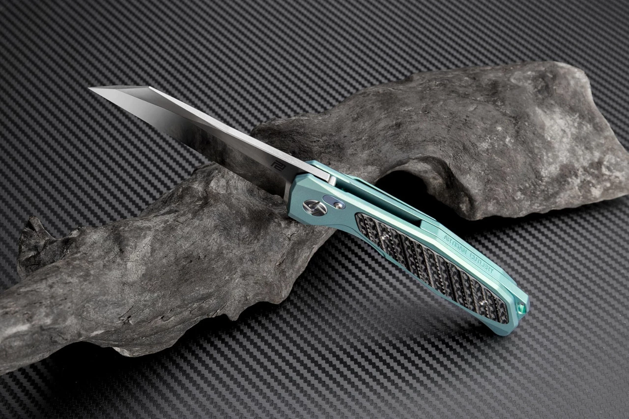 Wholesale ๐งจ Artisan Cutlery Artisan Falcon ATZ1809GGNM, 3.62" M390 Plain Blade, Green Carbon Fiber/Titanium Handle โจ 2 Wholesale ๐งจ Artisan Cutlery Artisan Falcon ATZ1809GGNM, 3.62" M390 Plain Blade, Green Carbon Fiber/Titanium Handle โจ - Image 2