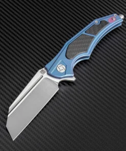 Best Pirce 😀 Artisan Cutlery Artisan Apache ATZ1813GBUS, 3.82" S35VN Plain Blade, Blue Titanium/Carbon Fiber Handle ❤️ -Automatic Knives shop atz1813gbum 1 52438.1566586024