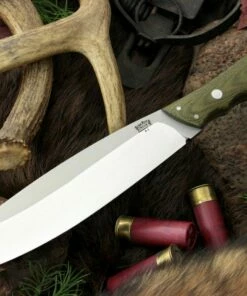 Best Sale 👏 Bark River Knives Bark River 3325MGC Canadian Camp II, 8" A-2 Plain Blade, Green Canvas Micarta Handle ⭐