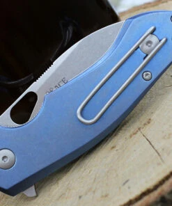 New 😀 GiantMouse ACE Biblio Flipper, 2.9" Stonewashed M390 Drop Point Blade, Blue Titanium Handle 🔔 -Automatic Knives shop biblio ti blue sw.2 50727.1611778154