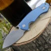 New 😀 GiantMouse ACE Biblio Flipper, 2.9" Stonewashed M390 Drop Point Blade, Blue Titanium Handle 🔔