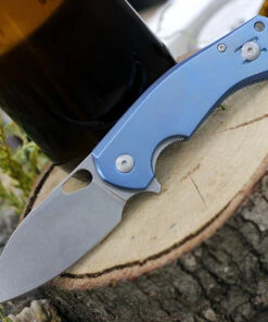 New 😀 GiantMouse ACE Biblio Flipper, 2.9" Stonewashed M390 Drop Point Blade, Blue Titanium Handle 🔔