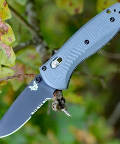 Discount ⭐ Benchmade Knives Benchmade Mini Barrage G10 Folder 585SBK-2, 2.91 in. CPM-S30V Blade, Gray Handle, Black Combo Edge 🌟