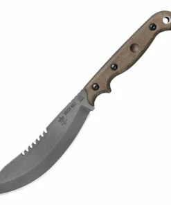 Wholesale 🎉 Tops Knives Brush Wolf BWLF-01, 6.50" 1095 Acid Rain Plain Blade, Green Canvas Micarta Handle 🔥