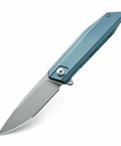Promo 🧨 Bestech Shogun BT1701B, 3.54" CPM-S35VN Stonewash Plain Blade, Blue Titanium Handle 🔔