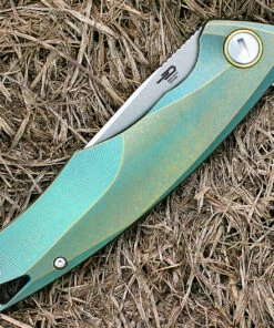 Cheap 🔥 Bestech T1707A Dolphin, 3.54" CPM-S35VN Plain Blade, Gold Titanium Handle 🎁 -Automatic Knives shop bt1707a.4 07047.1566585963