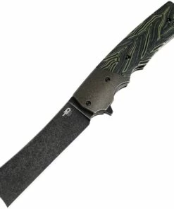 New ⌛ Bestech Knives Spanish Tip Razor BT2101E, 3.66" M390 Black PVD Coated Blade, Black & Green G-10 Handle with Titanium Bolsters 😀