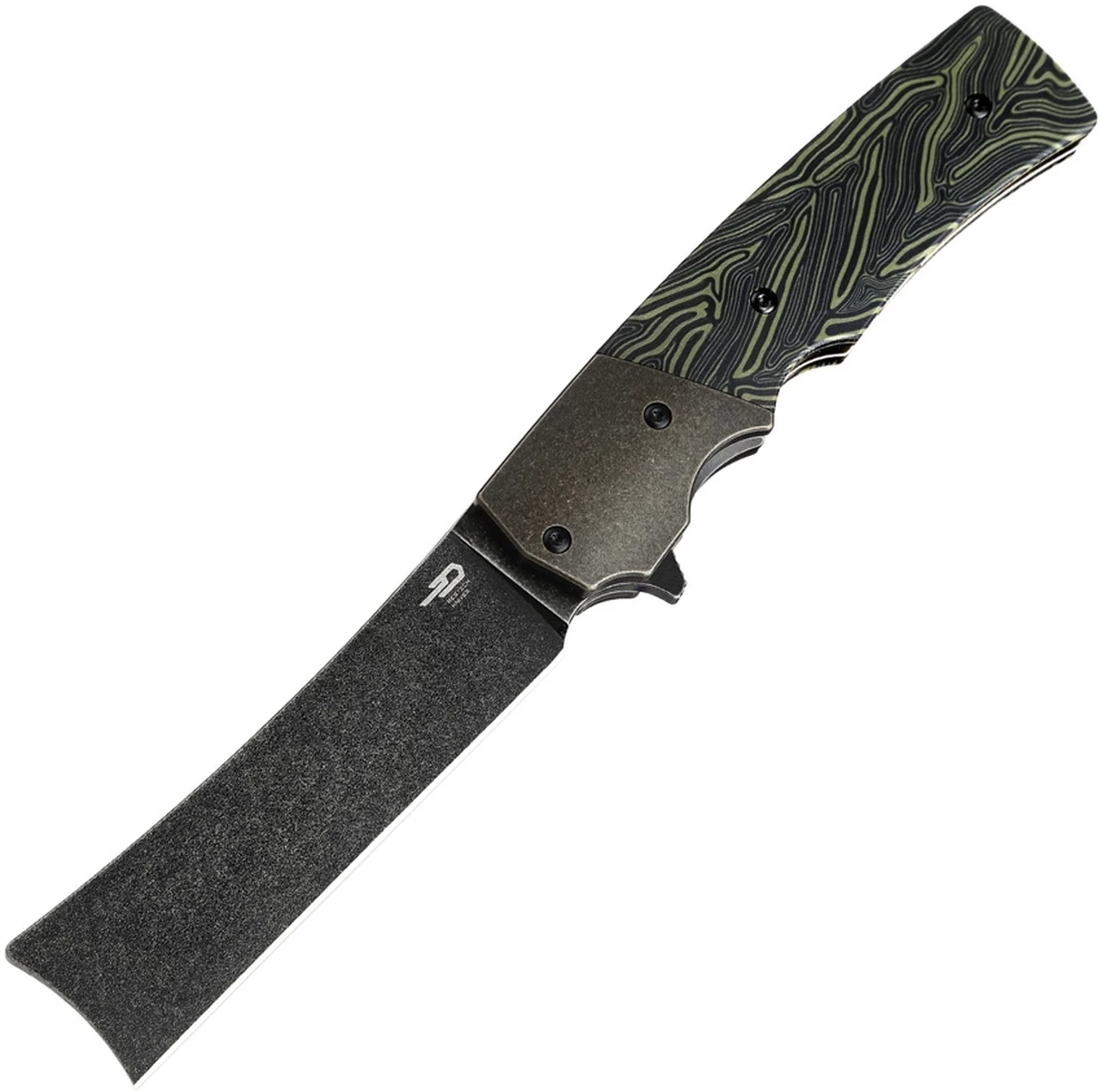 New ⌛ Bestech Knives Spanish Tip Razor BT2101E, 3.66" M390 Black PVD Coated Blade, Black & Green G-10 Handle with Titanium Bolsters 😀 1 New ⌛ Bestech Knives Spanish Tip Razor BT2101E, 3.66" M390 Black PVD Coated Blade, Black & Green G-10 Handle with Titanium Bolsters 😀